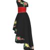 Rose Flowers Embroidered Quinceanera Dresses Damas Strapless Satin Hi Low Formal Dress Girls 2025