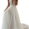 Boho Wedding Dresses for Bride with Slit Lace Appliques Long Sleeve Mermaid Bridal Dresses for Wedding 2025 DE08
