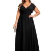 31-hIPp0bhL.jpg Women's Summer Chiffon Ruffles Sleeve Pleated Back Cutout Plus Size Bridesmaid Dresses Formal Gowns