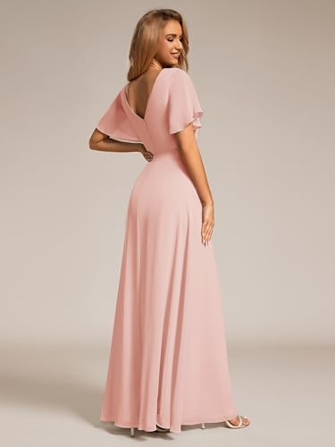 312fSnA3CML.jpg Women's Formal Dresses Flutter Short Sleeve Floor Length Dress 2024 High Waist Evening Dresses 0050