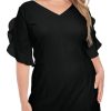 317ekWnf-bL.jpg Women's V-Neck Midi Sheath Ruffle Sleeves-Front Slit-Elegant Wedding Guest Cocktail Dress