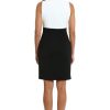 Women's Sleeveless Sheath Geometric Colorblock Design with Bow Detail-Knee-Length Cocktail Dress