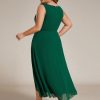 31DPTyAM3vL.jpg Women's Summer Chiffon Sleeveless V Neck Applique Plus Size High Low Formal Wedding Guest Dresses 41926-DA