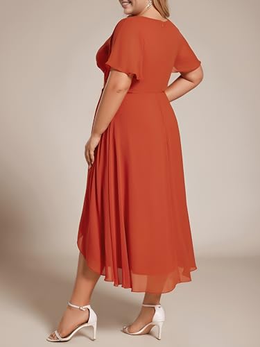 31Ew9EUSV6L.jpg Women's A Line Curvy Pleated Chiffon Plus Size Semi Formal Dress