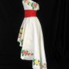 Rose Flowers Embroidered Quinceanera Dresses Damas Strapless Satin Hi Low Formal Dress Girls 2025
