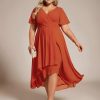 31H7iC7H3cL.jpg Women's A Line Curvy Pleated Chiffon Plus Size Semi Formal Dress