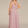 V Neck Sleeveless Pleated Chiffon Maxi Plus Size Formal Dresses for Women Bridesmaid Dresses 09016-DA