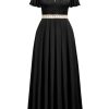 Women's Plus Size Floral Lace Ruffle Sleeves Beads Waist Chiffon Formal Party Maxi Dress