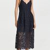 Women's Sleeveless Lace Fit & Flare Midi Dress