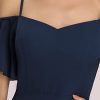 Women's Formal Dresses Off Shoulder Short Sleeve Split A-Line Floor Length Bridesmaid Dresses 0237