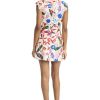 Women's Floral Cotton Poplin Mini Structured Cap Sleeves-Garden Party A-line Summer Wedding Guest Dress