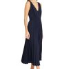 Elegant V-Neck Sleeveless Pleated Midi Wedding Guest Dresses for Women