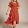 31j1U33kCKL.jpg Women's A Line Curvy Pleated Chiffon Plus Size Semi Formal Dress