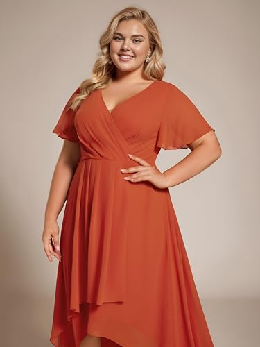 31tybIXz-L.jpg Women's A Line Curvy Pleated Chiffon Plus Size Semi Formal Dress