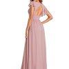 Women's Flowy Chiffon A Line Ruffles Sleeves Back Cutout Bridesmaid Dresses 01819