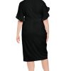 31yuXCxWJtL.jpg Women's V-Neck Midi Sheath Ruffle Sleeves-Front Slit-Elegant Wedding Guest Cocktail Dress
