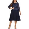Women's Plus Size Tea Length Sequin Lace Dress Mother Gifts Special Occasion Wedding Party Dresses