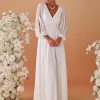4166syt6ehL.jpg Women's V Neck Long Sleeves Floor Length Ruched Chiffon Formal Dress 00461
