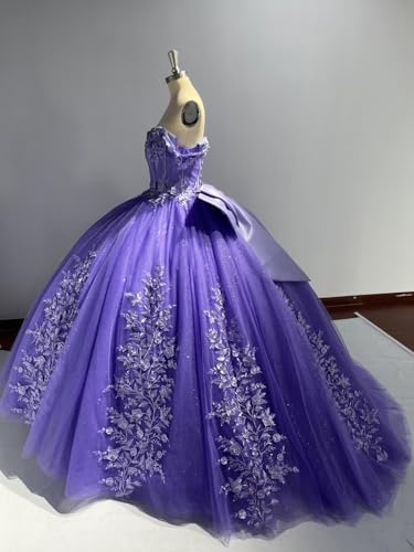 419N8C9QixL.jpg Lace Quinceanera Dresses Ball Gown Puffy Sparkly Tulle 3D Floral Sweet 16 Dresses Off Shoulder Party Gowns Y130