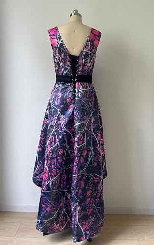 41A9od5LqzL.jpg High Low Camo Mother of The Birde Dress Bridesmaid Gown V Neck