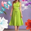 41FCrbrZCWL.jpg Women's One Shoulder Pleated Skirt Dress Event Occasion Party Guest of