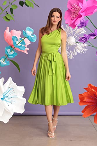 41FCrbrZCWL.jpg Women's One Shoulder Pleated Skirt Dress Event Occasion Party Guest of