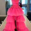 41GIYKcETL.jpg 2025 Ball Gown High Low Prom Homecoming Cocktail Dresses Strapless Layers Tulle Ruffle