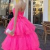 41JK0cjtO1L.jpg 2025 Ball Gown High Low Prom Homecoming Cocktail Dresses Strapless Layers Tulle Ruffle