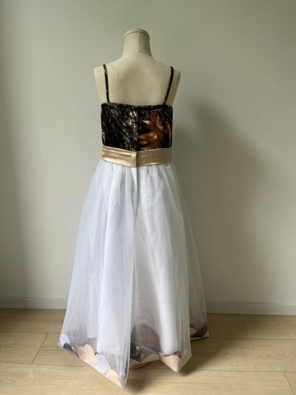 41JNgnxij4L.jpg Bride Snowfall Camo Mini Junior Bridesmaid Dresses Flower Girl Dress with Spaghetti Straps