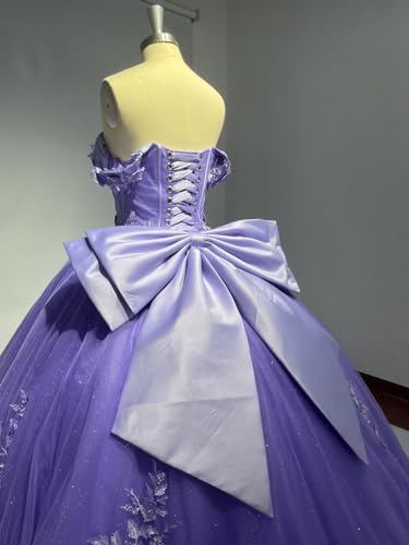 41JerBxfy5L.jpg Lace Quinceanera Dresses Ball Gown Puffy Sparkly Tulle 3D Floral Sweet 16 Dresses Off Shoulder Party Gowns Y130