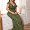 41KywlUOC6L.jpg Plus Size Womens Sequined Long Evening Gown Glamous Sleeveless V-Neck Mermaid Prom Dress for Wedding Party