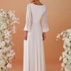 41Lbd2Ea5CL.jpg Women's V Neck Long Sleeves Floor Length Ruched Chiffon Formal Dress 00461