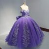 41Mz5L1N3GL.jpg Lace Quinceanera Dresses Ball Gown Puffy Sparkly Tulle 3D Floral Sweet 16 Dresses Off Shoulder Party Gowns Y130