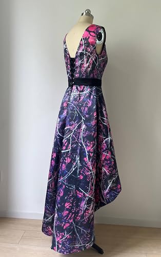 41QUUvIS6oL.jpg High Low Camo Mother of The Birde Dress Bridesmaid Gown V Neck