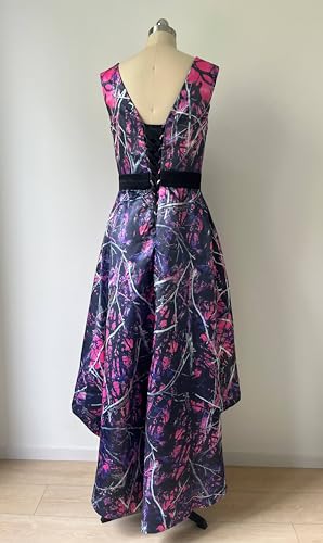 41XueYcZ8BL.jpg High Low Camo Mother of The Birde Dress Bridesmaid Gown V Neck