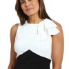 Women's Sleeveless Sheath Geometric Colorblock Design with Bow Detail-Knee-Length Cocktail Dress