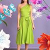 41awXeWP45L.jpg Women's One Shoulder Pleated Skirt Dress Event Occasion Party Guest of