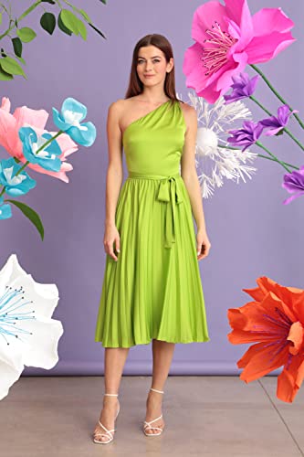 41awXeWP45L.jpg Women's One Shoulder Pleated Skirt Dress Event Occasion Party Guest of
