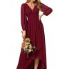 Women's Fall Lantern Sleeve A Line High Low Bridesmaid Dresses 02043