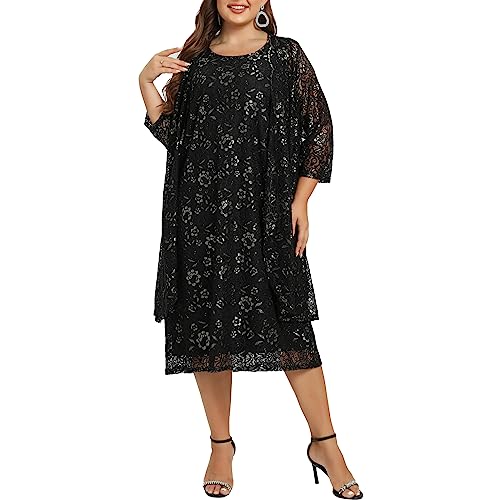Women's Plus Size 2 Piece Mother of The Bride Dress Formal Evening Jacket Set Mother Gifts Special Occasion Party Dresses