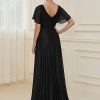 Womens Evening Dresses V Neck Short Sleeves A-line Glitter Formal Dresses 50159