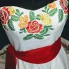 Rose Flowers Embroidered Quinceanera Dresses Damas Strapless Satin Hi Low Formal Dress Girls 2025