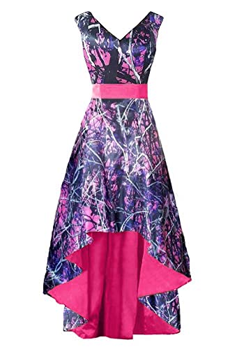41tq4NQDgL.jpg High Low Camo Mother of The Birde Dress Bridesmaid Gown V Neck