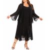 Plus Size Jacket Dress Suits 2 Piece Chiffon Sets Delicate Rhinestone Pattern Mother of Bride Dresses for Wedding