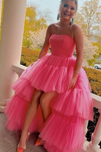 41y5dUwn68L.jpg 2025 Ball Gown High Low Prom Homecoming Cocktail Dresses Strapless Layers Tulle Ruffle
