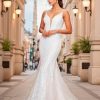 V Neck Sequins Tulle Mermaid Long Prom Dress