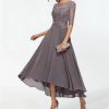 514diDq-OLL.jpg Backless Chiffon Wedding Dresses for Women High Low Tea Length Beaded Lace Formal Evening Gowns