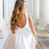 51EqghwnnkL.jpg Mini Prom Dress Pearl Satin Evening Dress with Bow Backless Bodycon Formal Party Gowns AD045