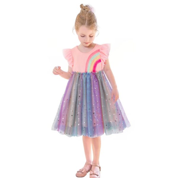 51EzQn8psRL.jpg Girl Easter Dresses Short Ruffle Sleeve Cotton Tulle Tutu Birthday Party Dresses