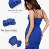 Corset Dress Built in Shapewear Bodycon Cocktail Dresses for Women Wedding Guest Deep V Neck Mesh Ruched Maxi Dress